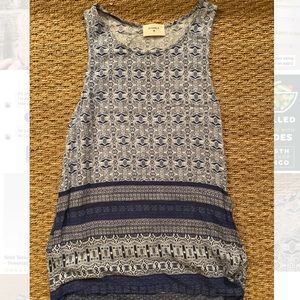 Blue patterned tank sleeveless